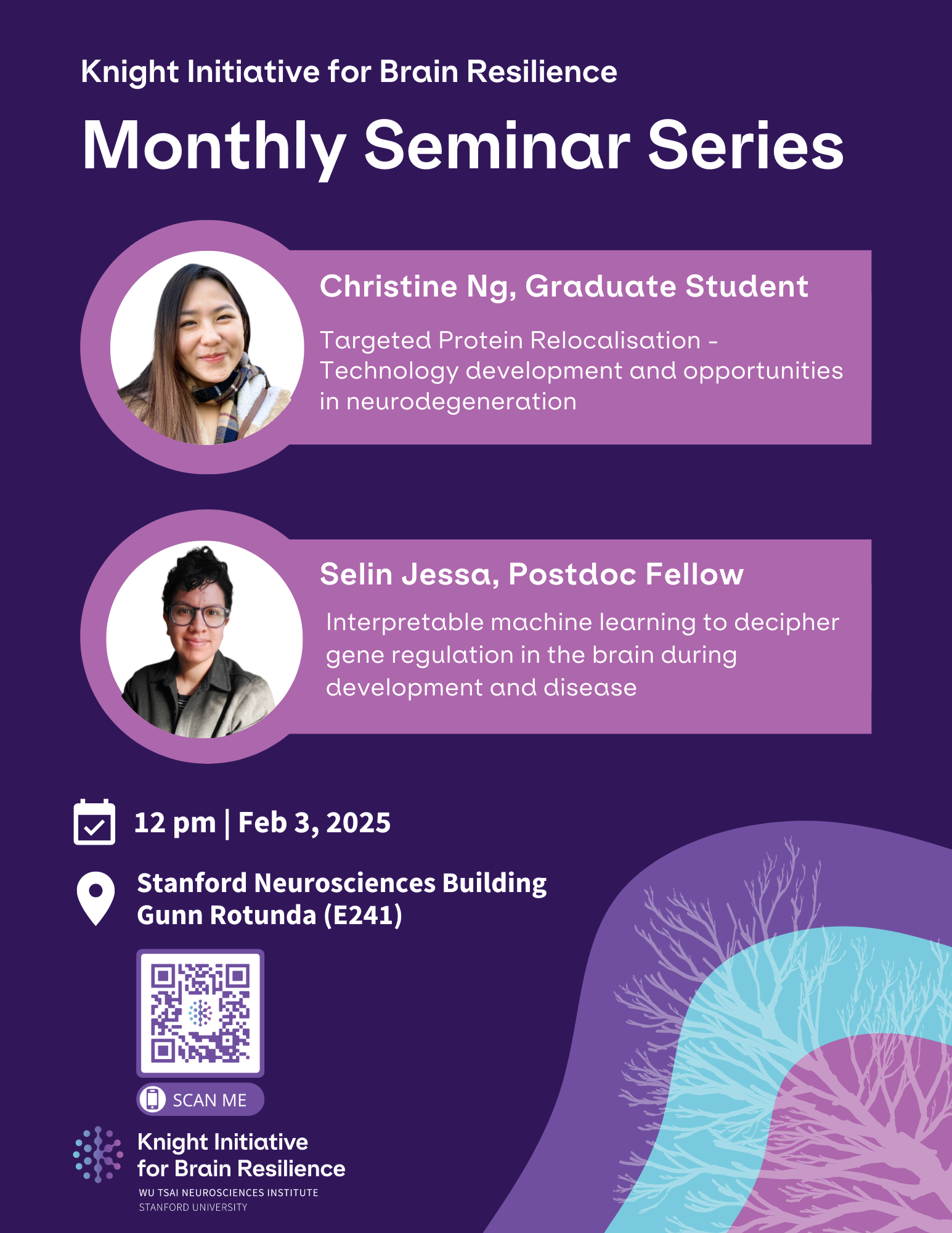 Christine Ng will present a talk on “Targeted Protein Relocalisation - technology development and opportunities in neurodegeneration,” and Selin Jessa will discuss “Interpretable machine learning to decipher gene regulation in the brain during development and disease.” They will share their research insights and field experiences, followed by an open Q&A. This will be a casual, lab-style discussion.