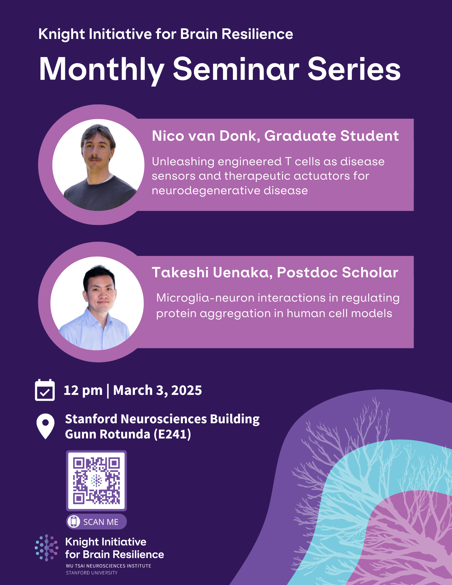 Takeshi Uenaka  will present a talk on “Microglia-neuron interactions in regulating protein aggregation in human cell models,” and Nico van Donk will discuss “Unleashing engineered T cells as disease sensors and therapeutic actuators for neurodegenerative disease.” They will share their research insights and field experiences, followed by an open Q&A. This will be a casual, lab-style discussion.