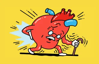 Image of an aging heart cartoon