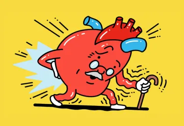 Image of an aging heart cartoon