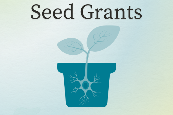 A graphic logo depicting a teal plant pot containing a neuron-shaped structure with branching dendrites at the base. The neuron seamlessly transitions into a plant stem, growing two translucent leaves with visible veins, symbolizing growth and innovation.