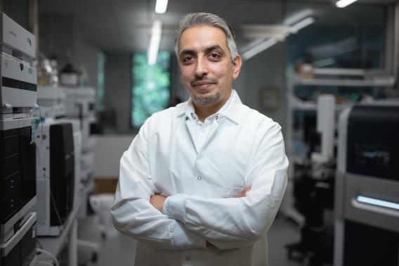 Monther Abu Remaileh in his lab.